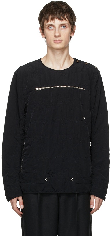 Photo: BED J.W. FORD Black Quilted Zippered Sweatshirt