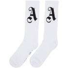 Palm Angels White PA Logo Socks