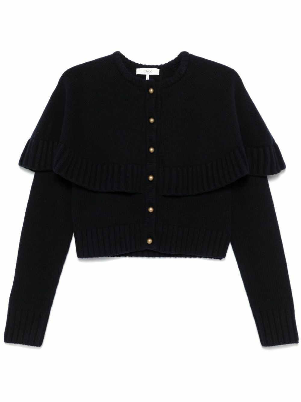 Chloe カーディガン Fitted logo cardigan in a wool & cashmere knit Grey - Chloé