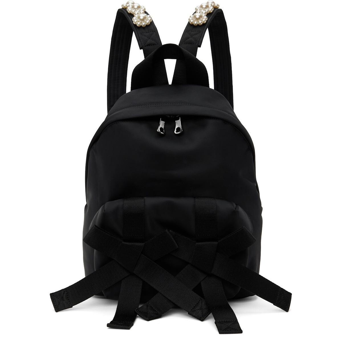 Simone Rocha Black Beaded Utility Bow Backpack