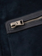 TOM FORD - Slim-Fit Full-Grain Leather-Trimmed Suede Blouson Jacket - Blue