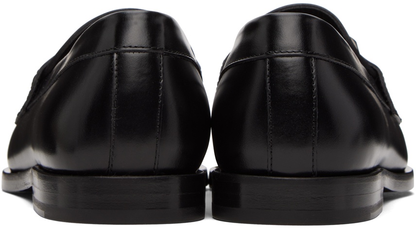 V Logo Chain Leather Loafers in Black - Valentino Garavani