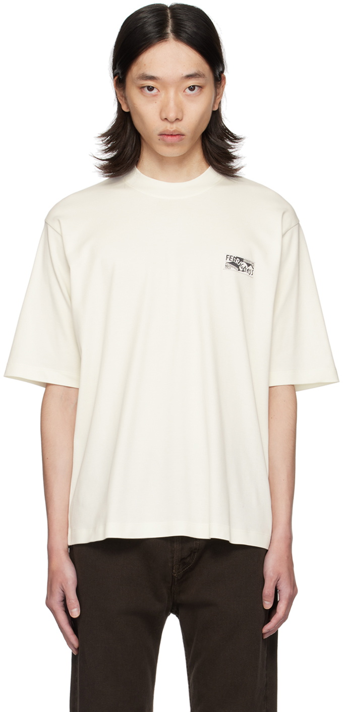 Ferragamo White Cotton & Silk T-Shirt