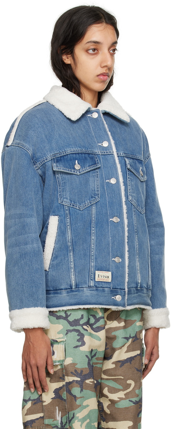 Evisu Blue 'Daruma & Fortune Cat' Denim Jacket