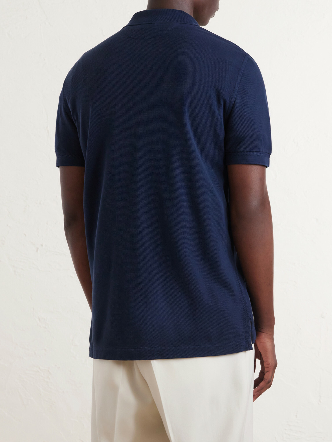 TOM FORD - Slim-Fit Lyocell and Cotton-Blend Piqué Polo Shirt - Blue