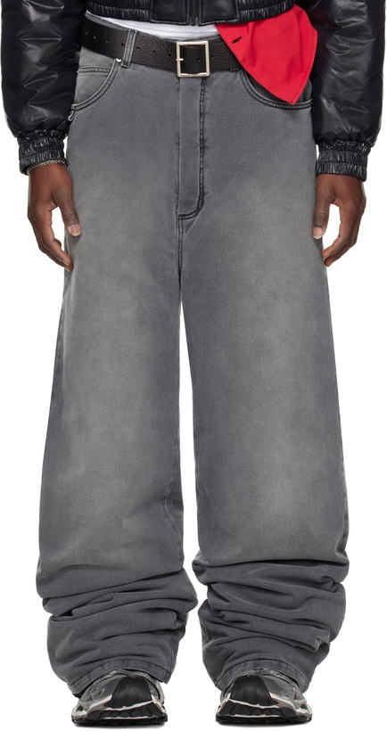 Photo: LU'U DAN Gray Wadded Stack Jeans