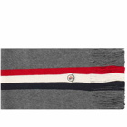 Moncler Men's Tricolore Striped Logo Scarf in Grey