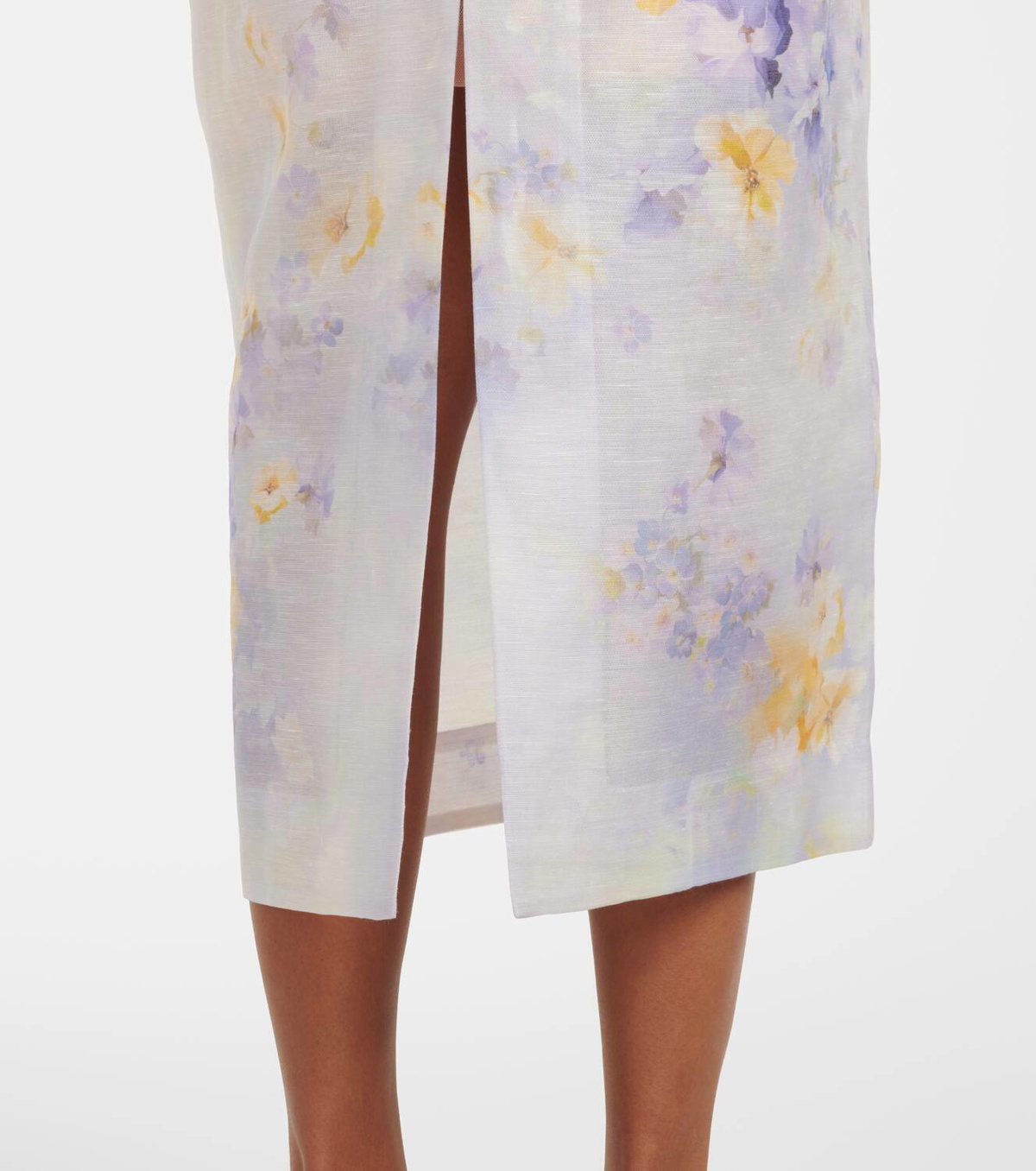 Zimmermann Crush ruffled floral linen and silk midi dress