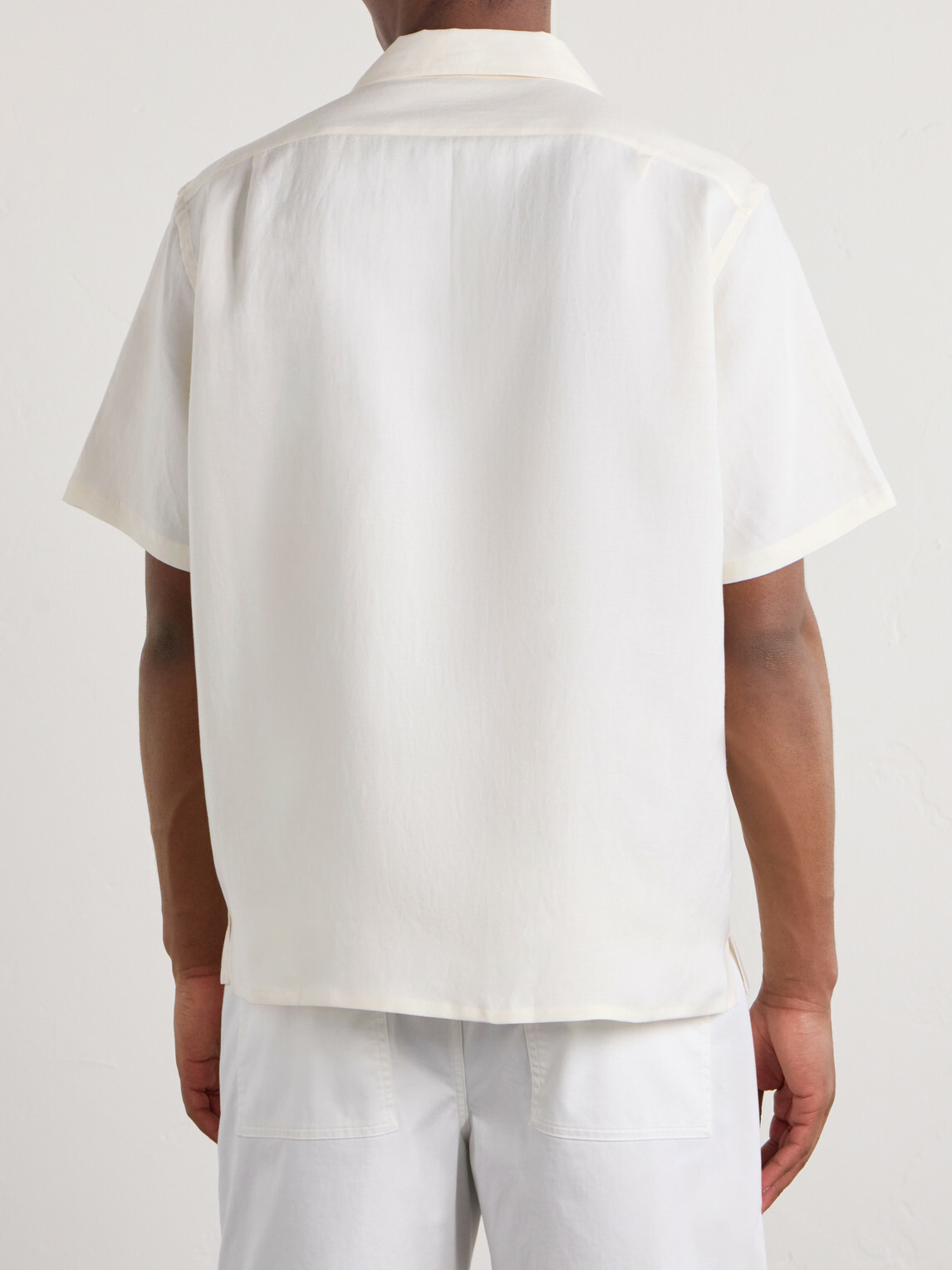 Ralph Lauren Purple label - Wimbledon Camp-Collar Embroidered Silk and Linen-Blend Shirt - Neutrals