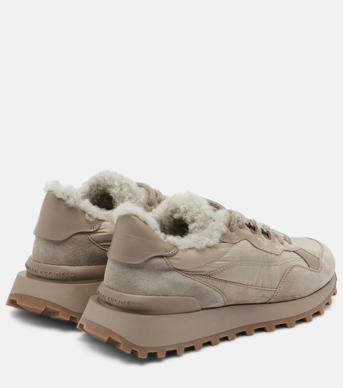 Brunello Cucinelli Shearling-trimmed sneakers