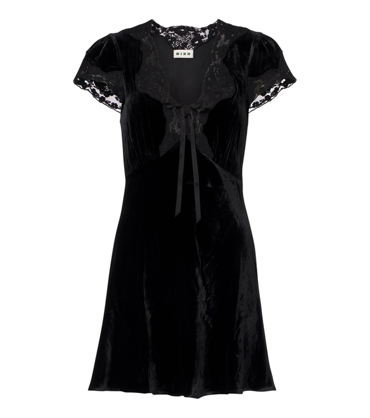 Photo: Rixo Lacie lace-trimmed velvet minidress