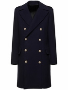 BALMAIN Double Breast Felted Wool Coat