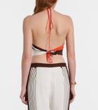 SIR Destino striped halterneck silk top