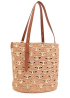 Rabanne Disc-embellished Raffia Bucket Tote bag - Peach - One Size