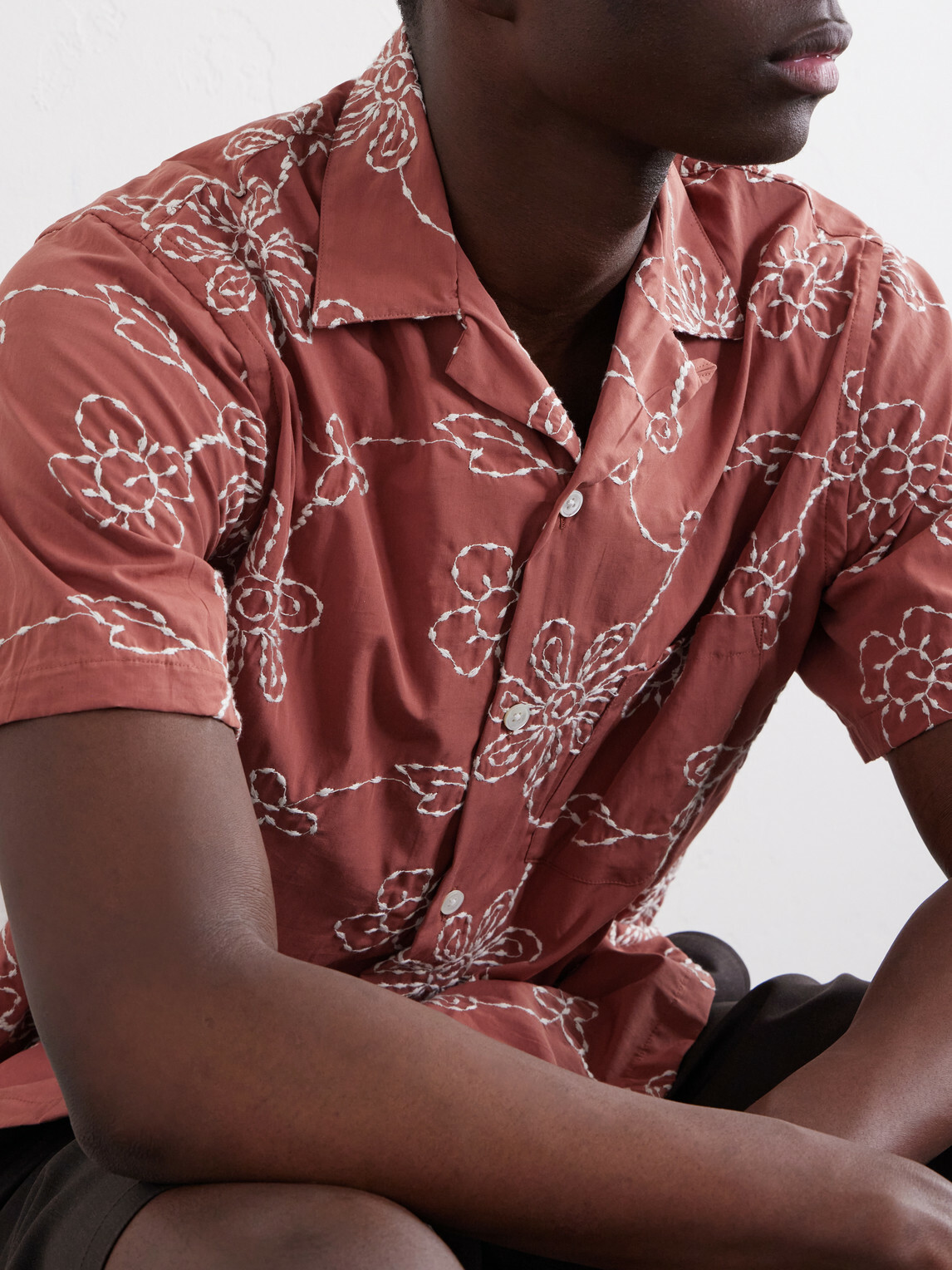 Portuguese Flannel - Compota Embroidered Cotton-Blend Shirt - Red