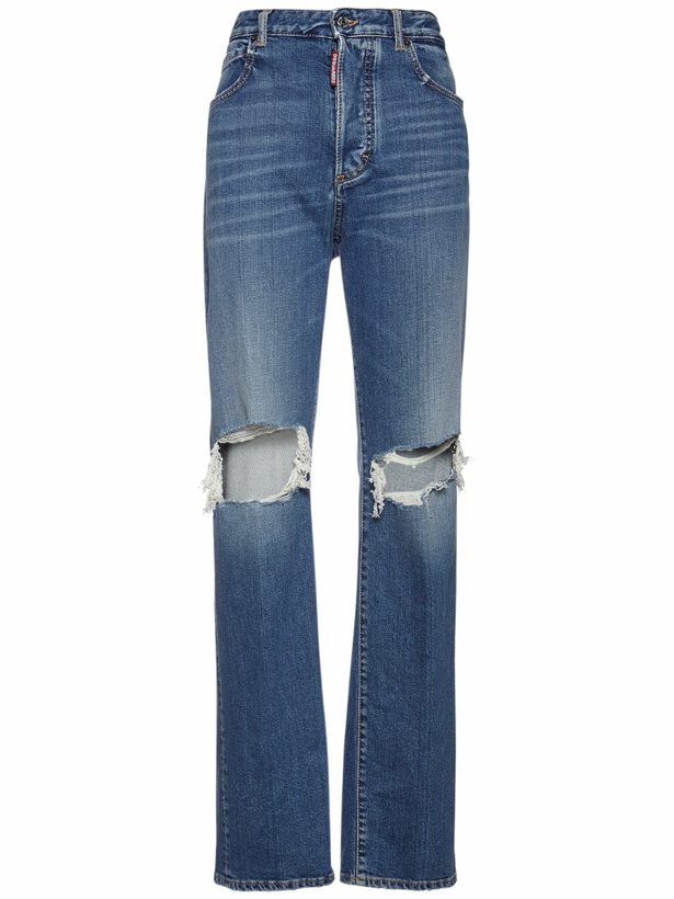 Photo: DSQUARED2 Ripped Knee Wide Leg Denim Jeans
