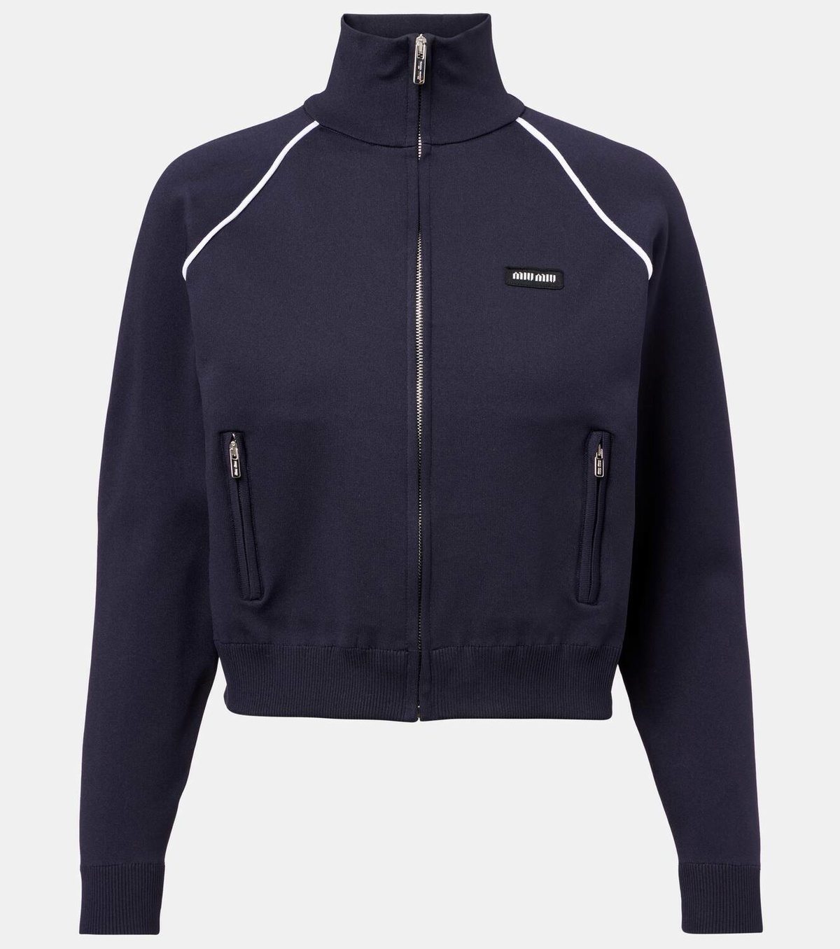トップス miumiu zip-up hoodie Cotton zip-up hoodie in blue - Miu Miu | Mytheresa