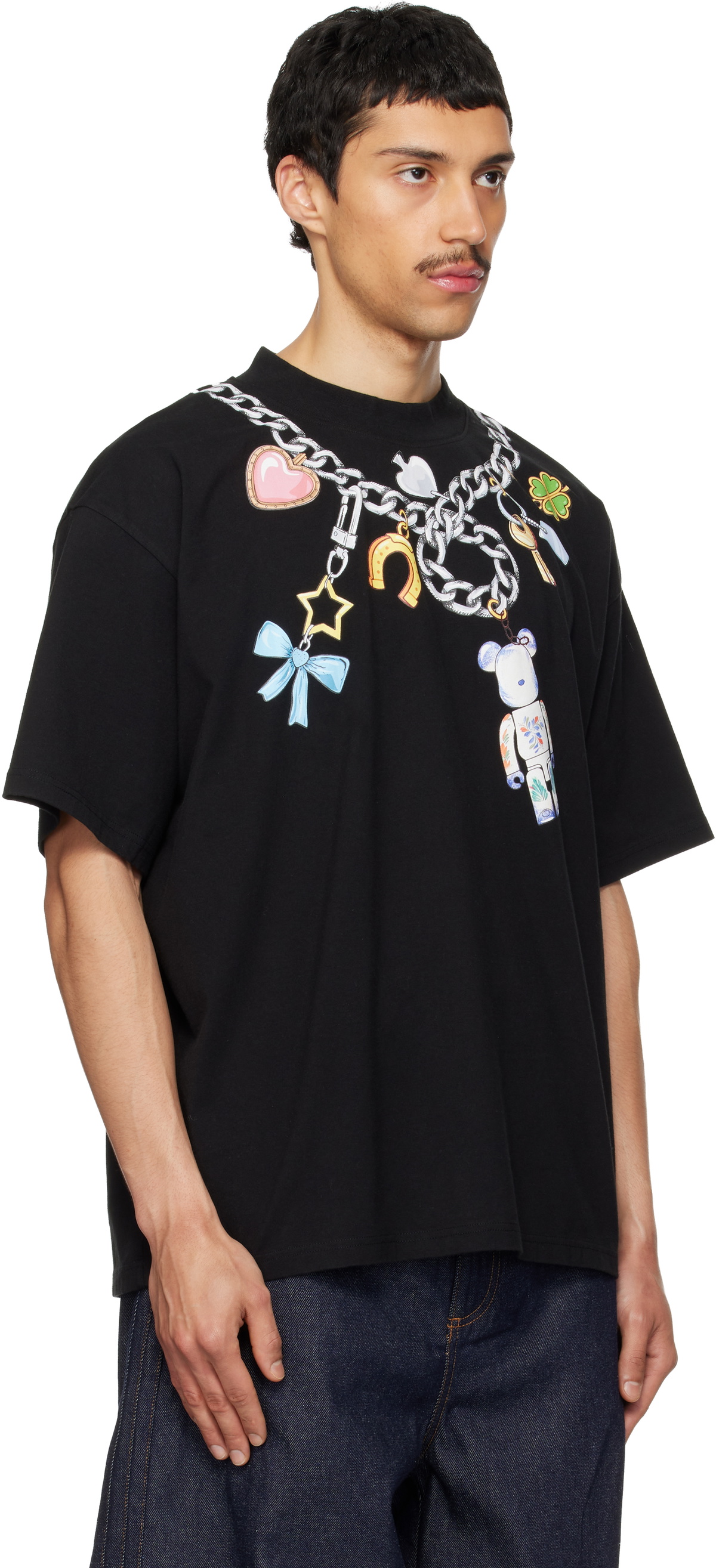 EGONlab Black Bearbrick Edition Print Cotton T-shirt