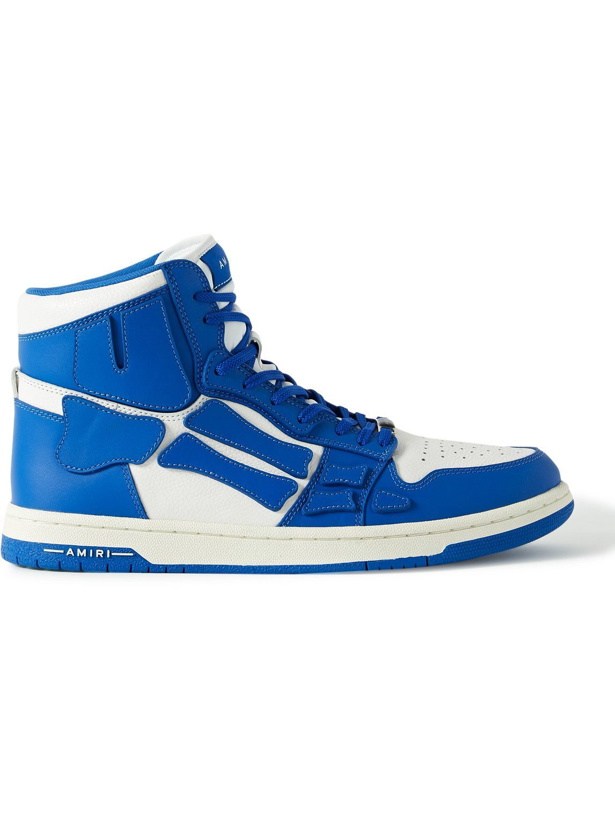 Photo: AMIRI - Skel-Top Colour-Block Leather High-Top Sneakers - Blue