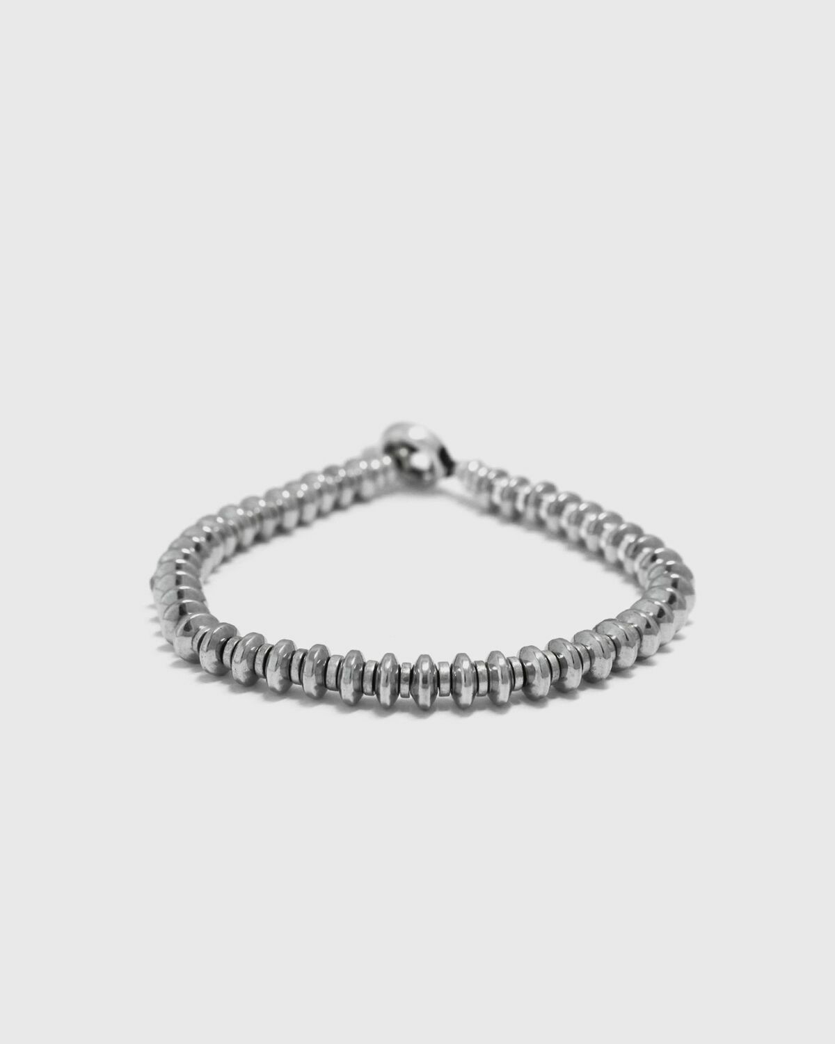 MIKIA Hematite roundel silver Mens Bracelet