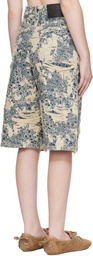 Acne Studios Blue Distressed Monogram Denim Shorts