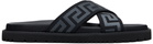 Versace Black Greek Ribbon Sandals
