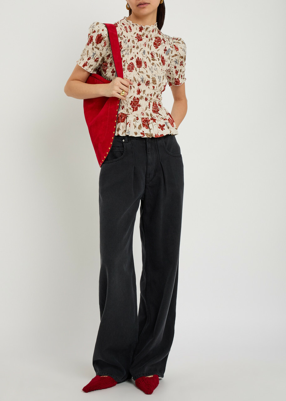 Reformation Aggie Floral-print Cotton-blend top Multicoloured