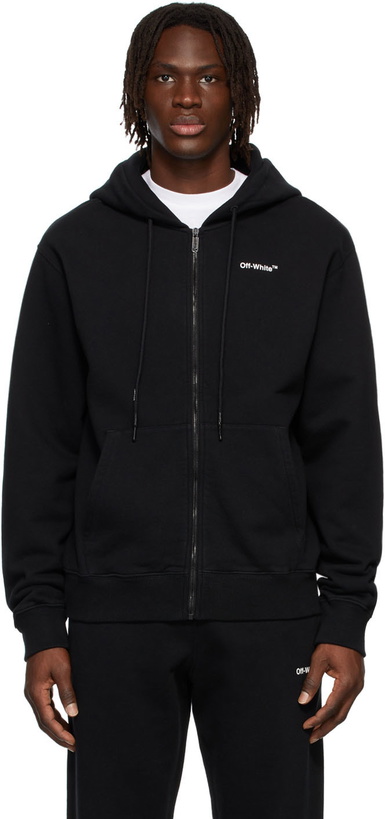 Photo: Off-White Black Slim Caravaggio Arrow Zip Hoodie