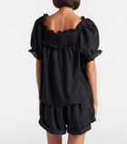 Dôen Frances lace-trimmed cotton-blend top