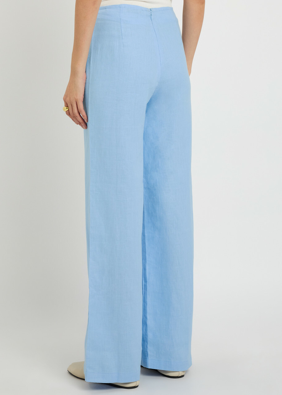 Faithfull The Brand Syna Wide-leg Linen Trousers Light Blue