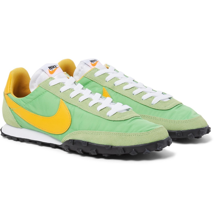 Photo: Nike - Waffle Racer Nylon, Suede and Leather Sneakers - Green