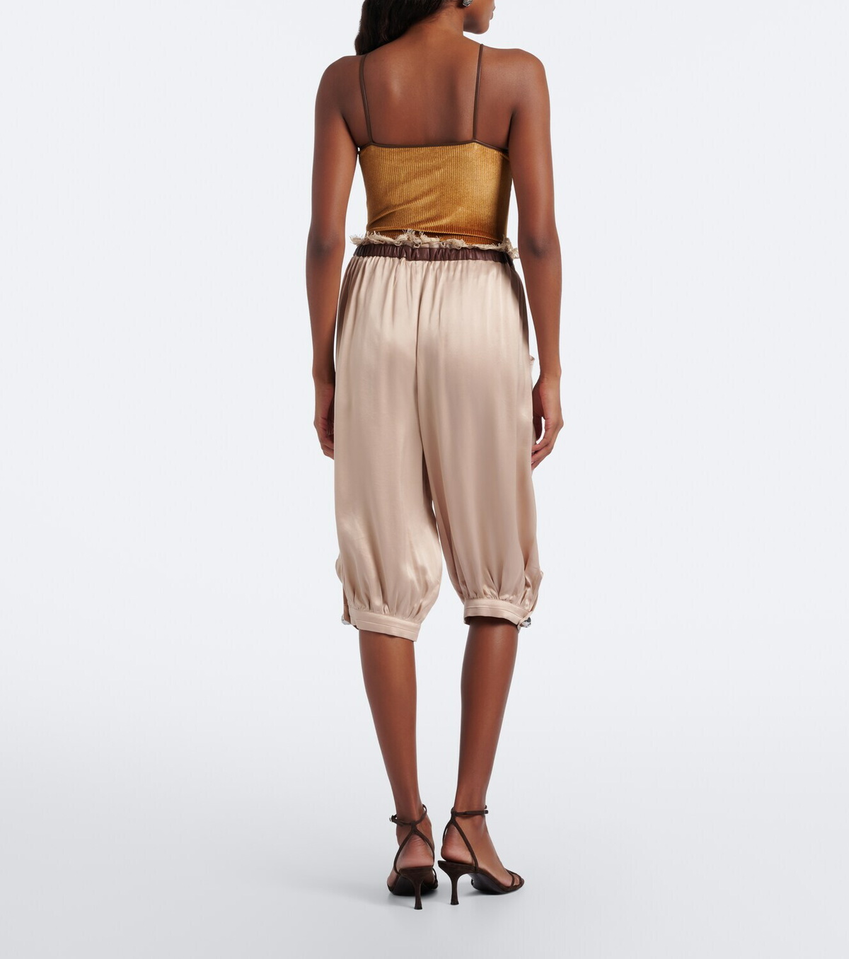 Jacques Wei Leather-trimmed capri pants
