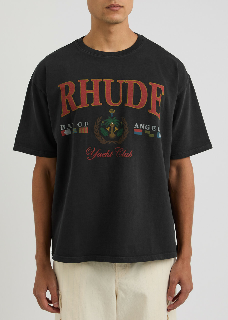 Rhude Box Of Angels Printed Cotton T-shirt Black Rhude