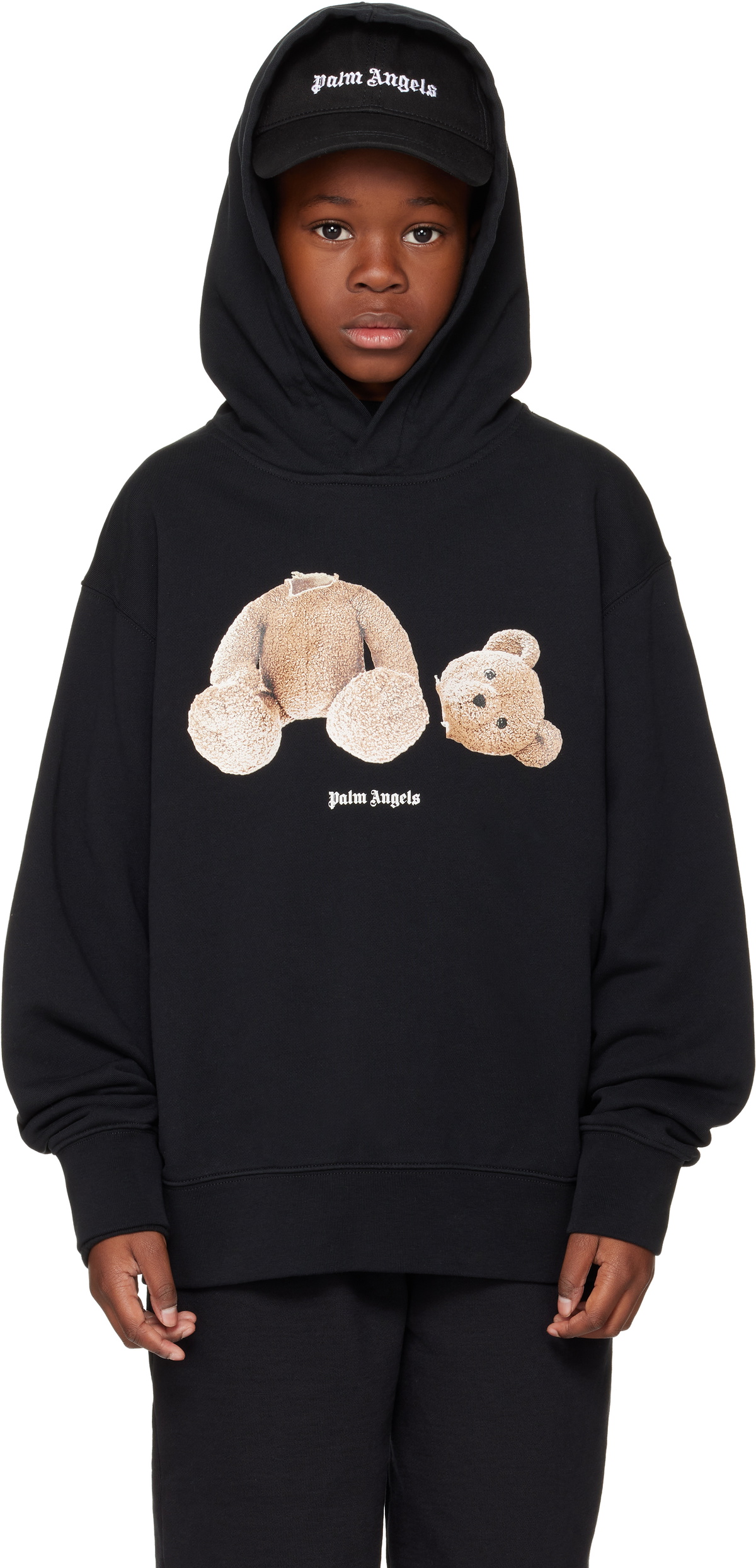 Palm Angels Kids Black Bear Hoodie