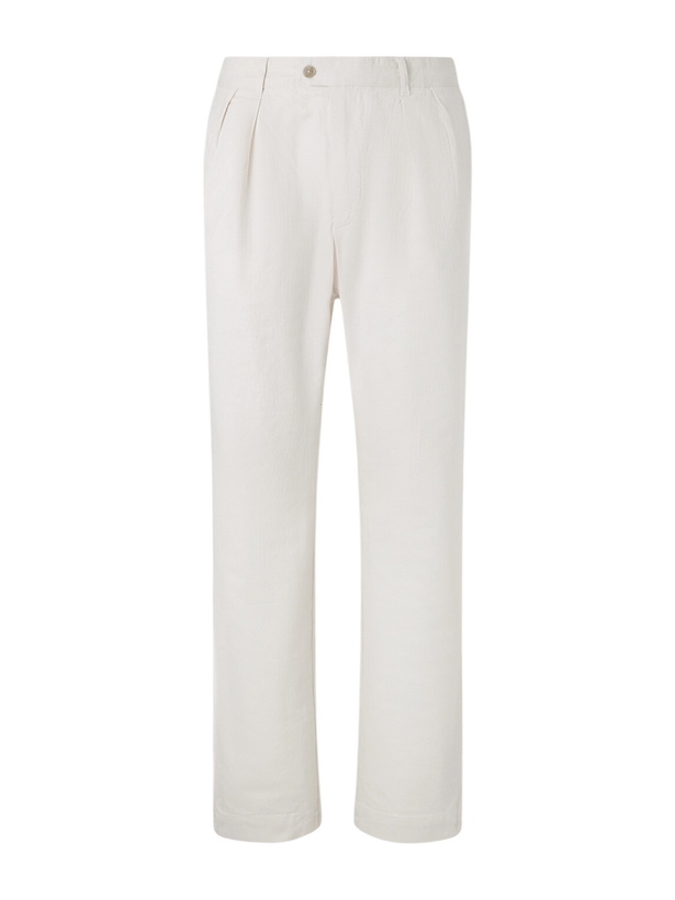 Photo: Hartford - Trunk Straight-Leg Pleated Cotton Woven Trousers - Neutrals