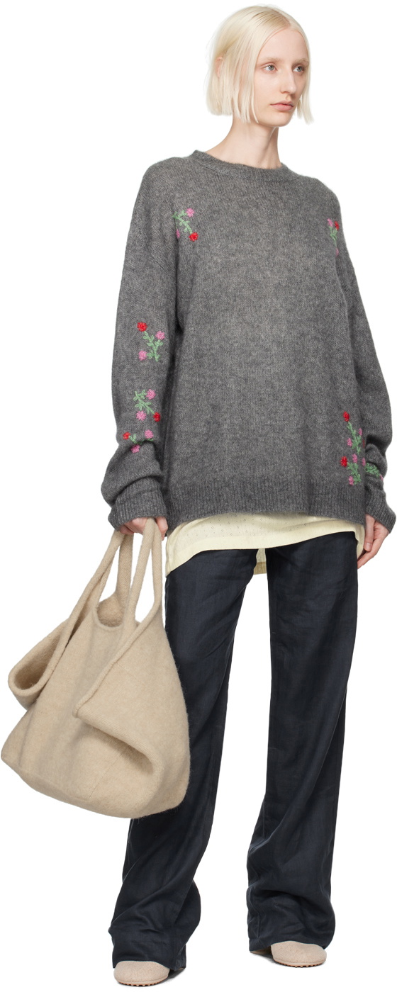 Caro Editions Grey Augusta Round Neck Sweater