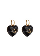 Valentino Garavani Coeur Royal Enamelled Heart Earrings - Black - One Size