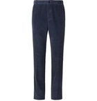 Thom Browne - Navy Slim-Fit Cropped Garment-Dyed Cotton-Corduroy Trousers - Navy