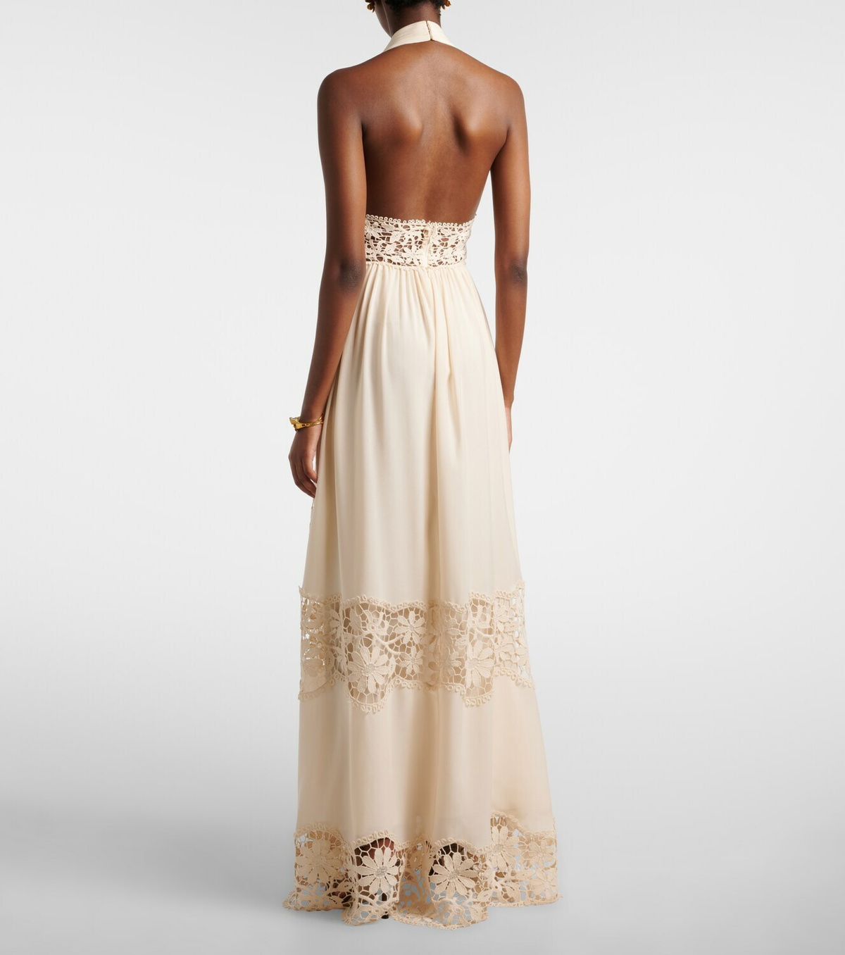 Elie Saab Georgette and macramé gown