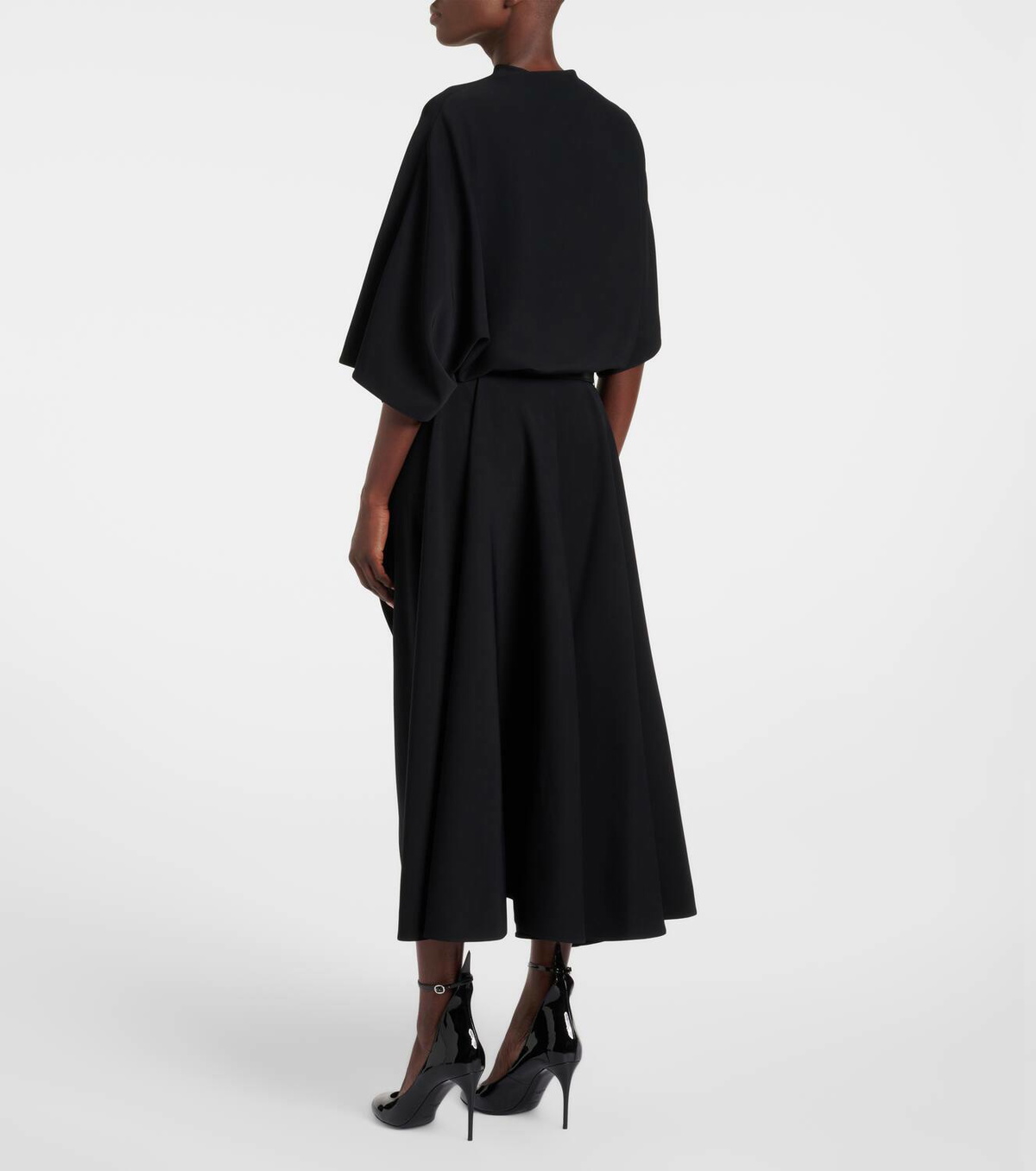 Alaa Belted leather-trimmed midi dress ALAA