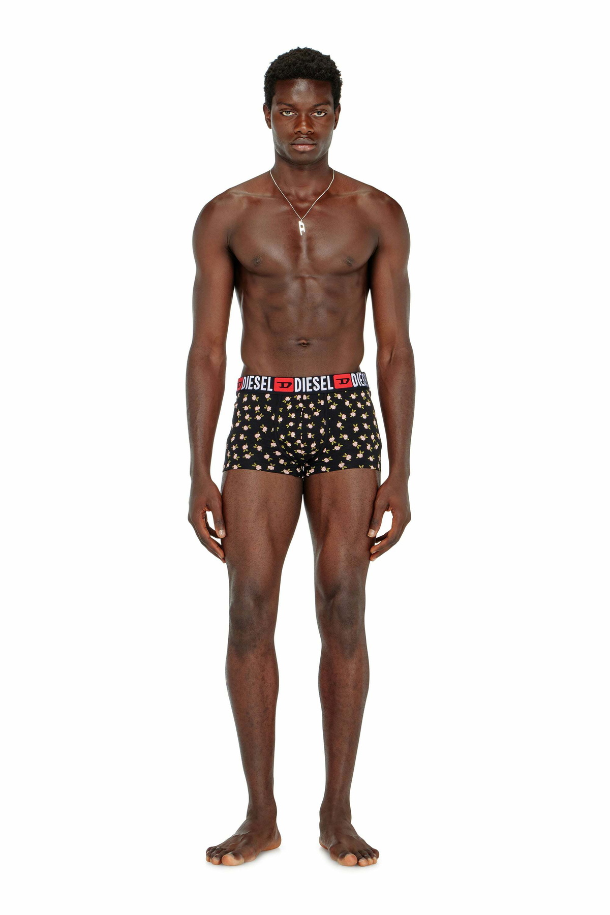 Diesel Three-pack of stretch cotton trunks with floral print - Trunks Mens in Black