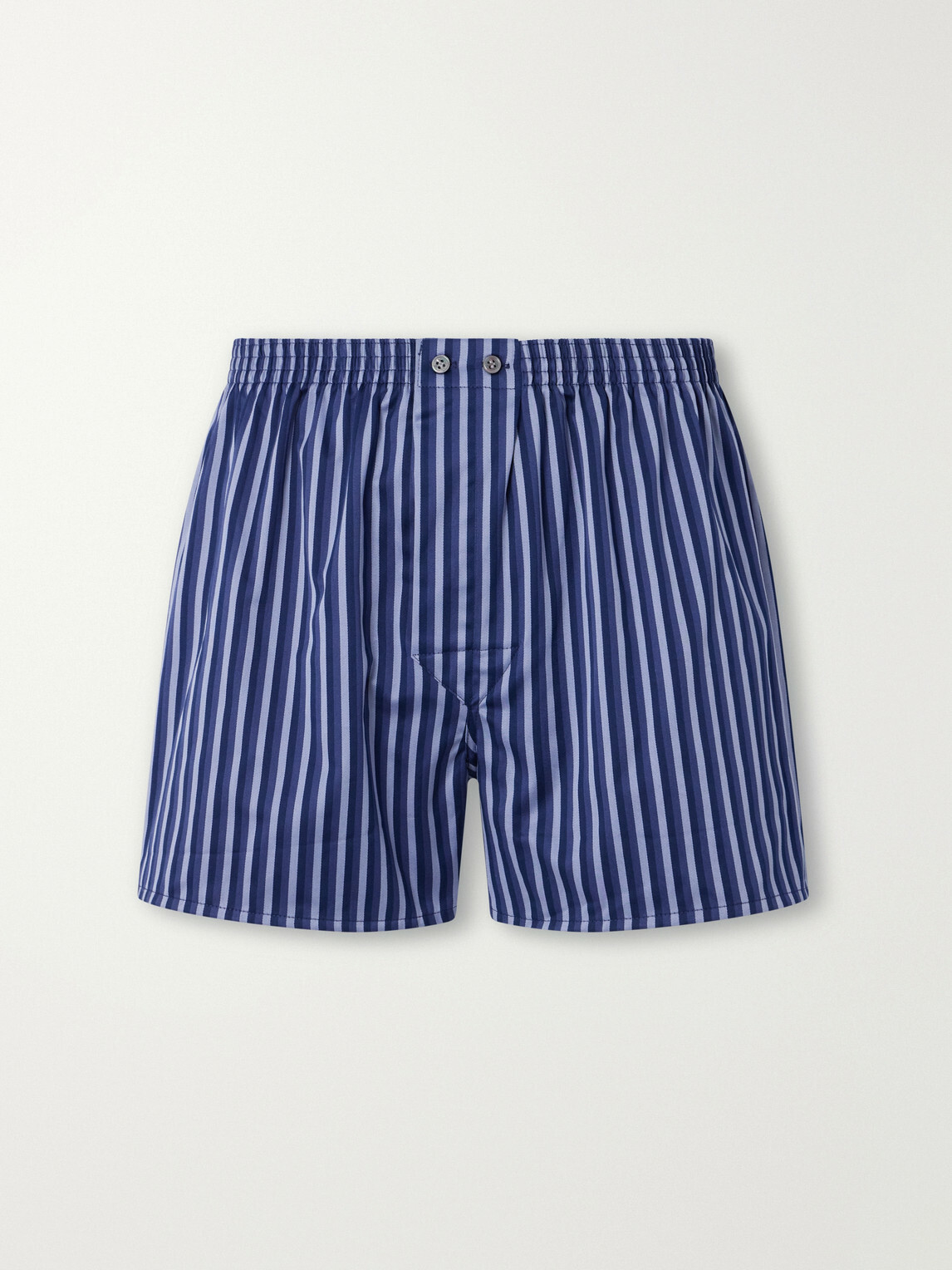Derek Rose - Wellington 62 Striped Cotton-Poplin Boxer Briefs - Blue
