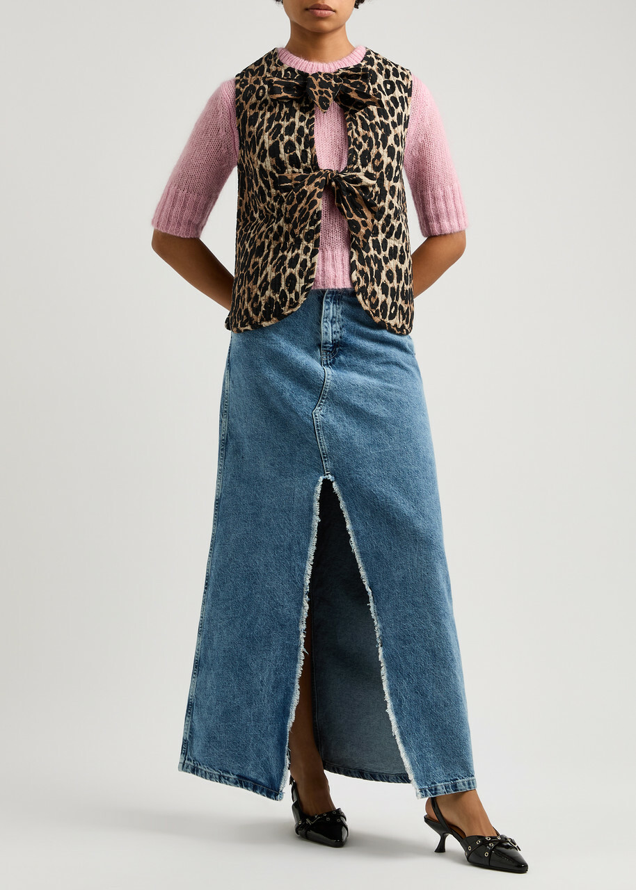 DAMSON MADDER LEODARD TIE FRONT GILET Damson Madder - Leopard Tie