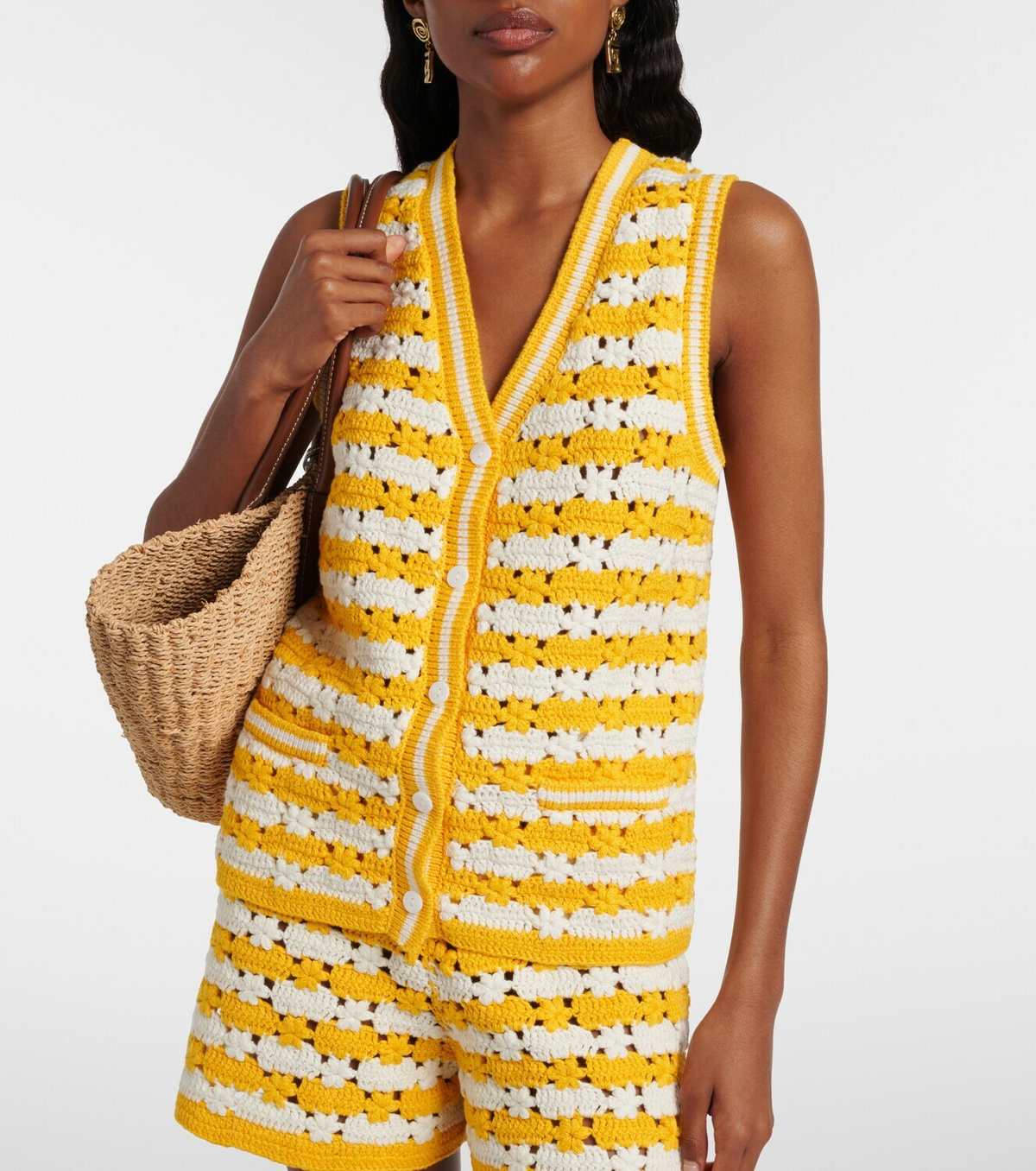 The Upside Goldie Watson cotton crochet vest