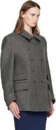 AARON ESH Gray Wool Peacoat