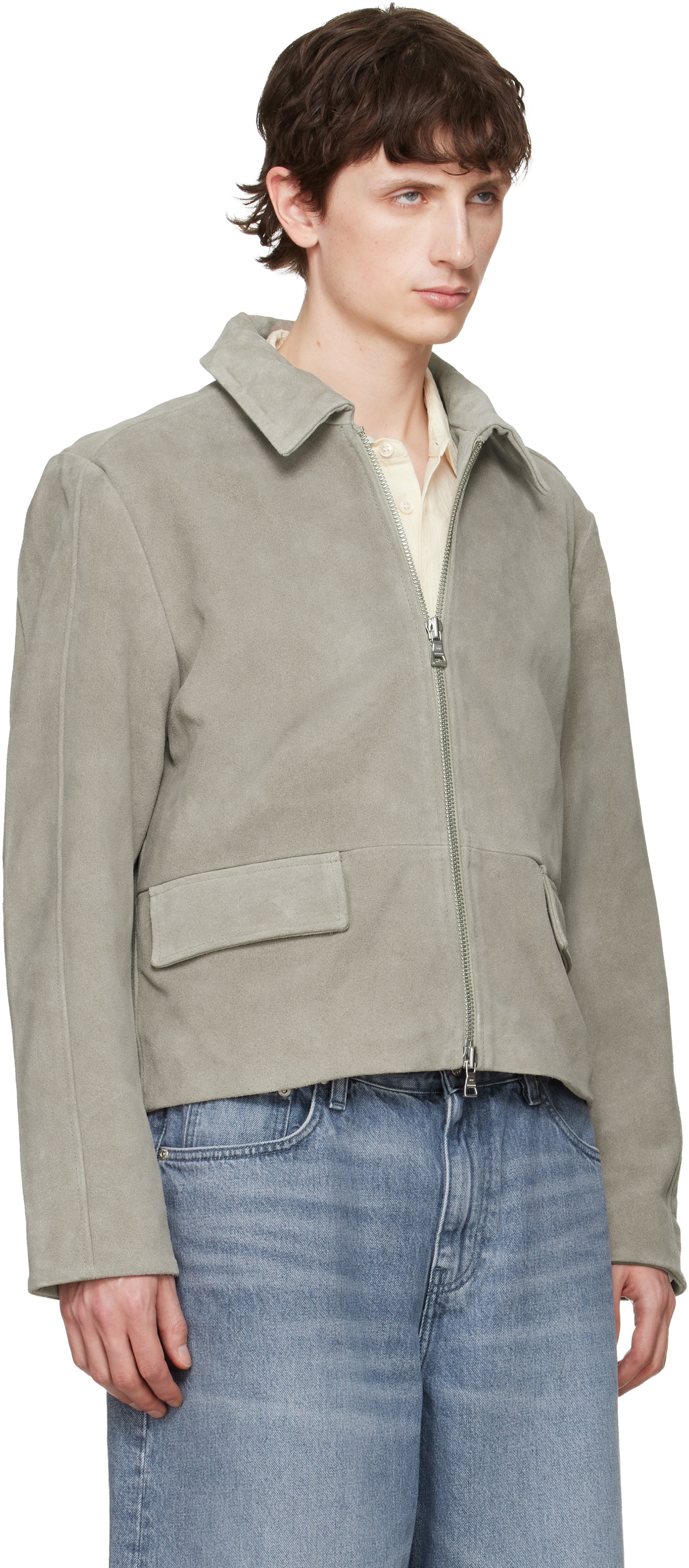 Won Hundred Gray Denzel Suede Leather Jacket