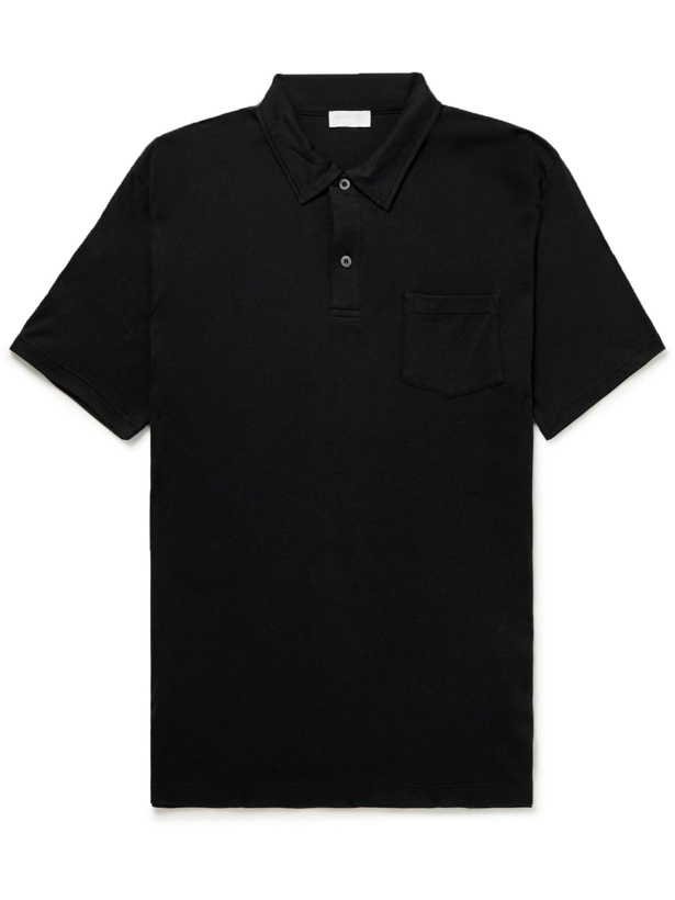 Photo: SUNSPEL - Slim-Fit Sea Island Cotton-Jersey Polo Shirt - Black