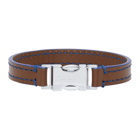 Marni Brown and Navy Leather Topstitching Bracelet