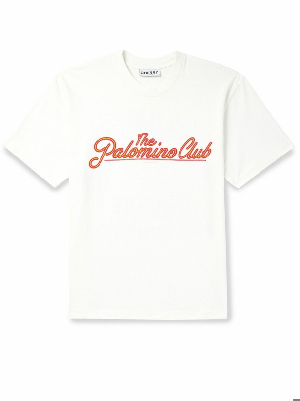 Photo: Cherry Los Angeles - Garment-Dyed Printed Cotton-Jersey T-Shirt - White