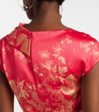 Erdem Draped floral duchess satin gown
